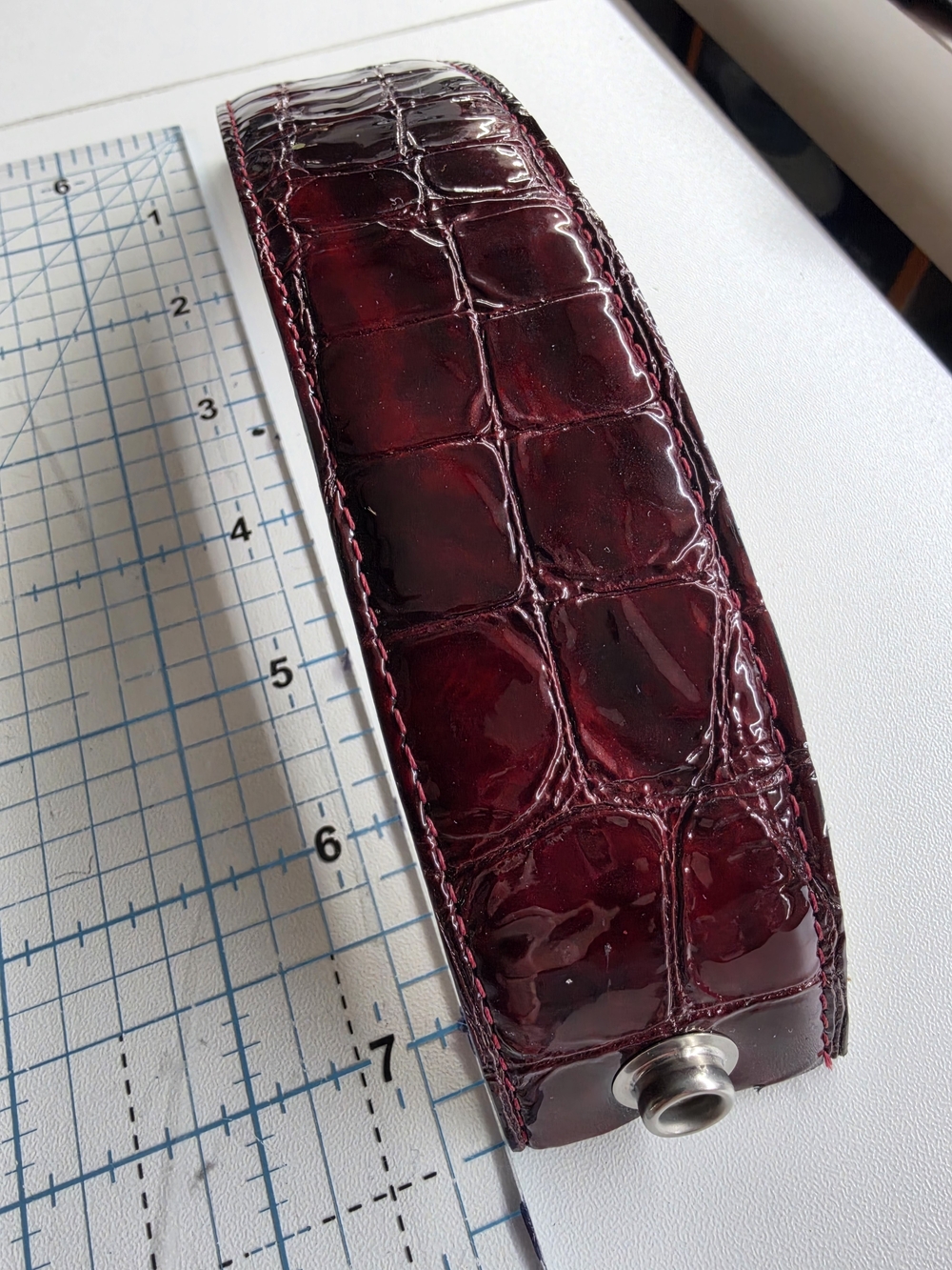 Upcycled Genuine Leather Belt Bracelet | Unique Gift | Croc Pattern | Approx 8"